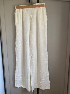 Women Off White Linen Pants Medium fit Small